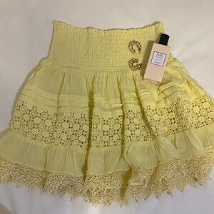 Ramy Brook Yellow Lace Mini Skirt